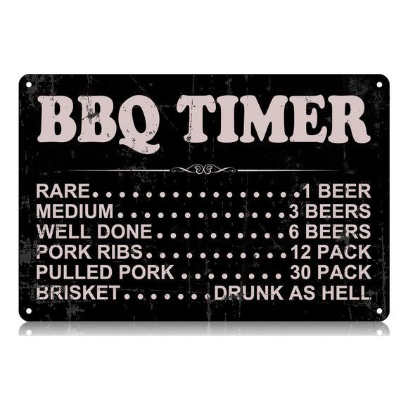 Bbq Timer Quote Metal Tin Signs Funny Vintage Tin Sign 12 X 8 Inch Wall Art😙 - Picture 1 of 7